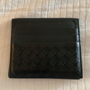 Authentic Bottega Veneta Black Leather Double Cardholder